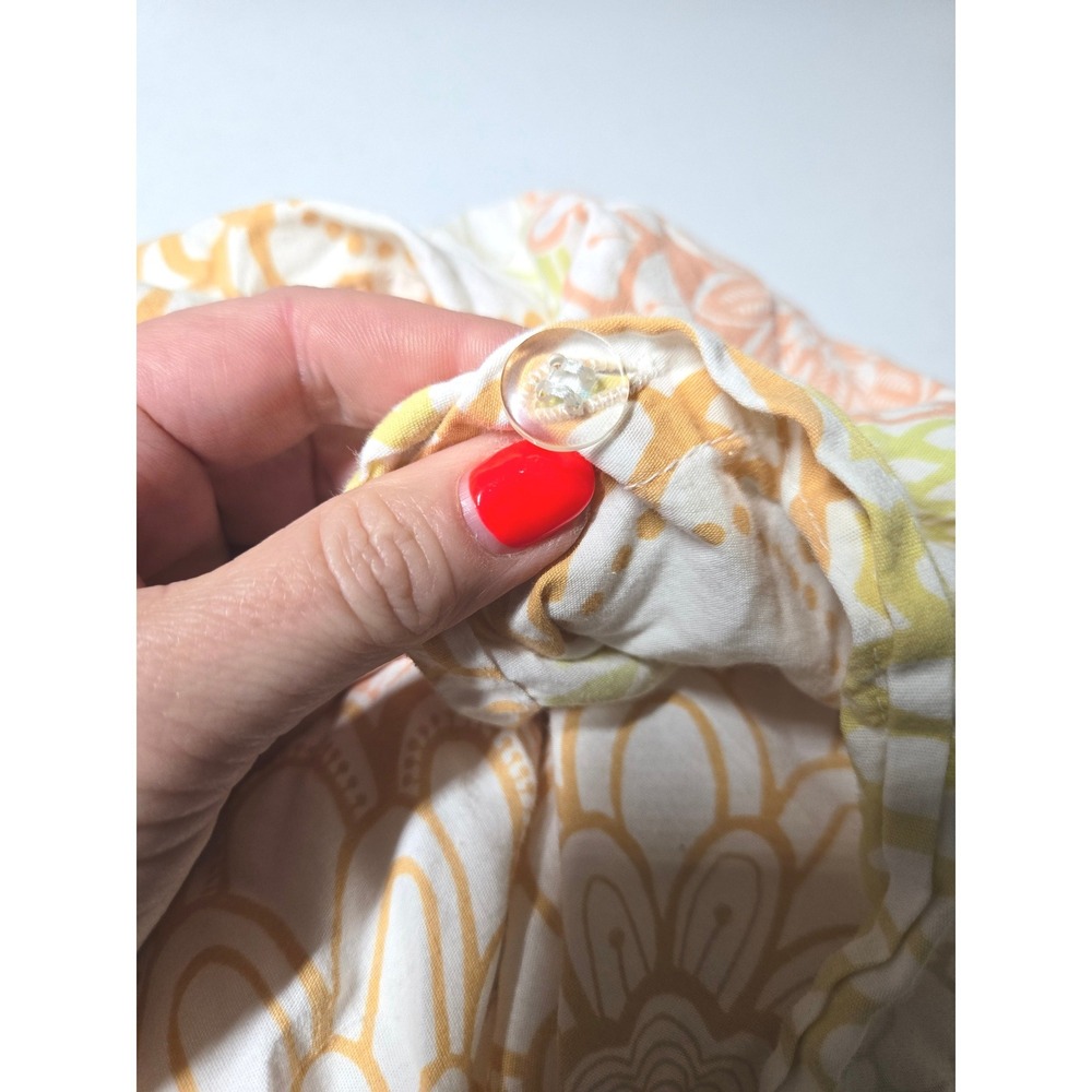 The Company Store King Duvet Cover Sham Set Yellow Orange Floral Cotton - Picture 6 of 7